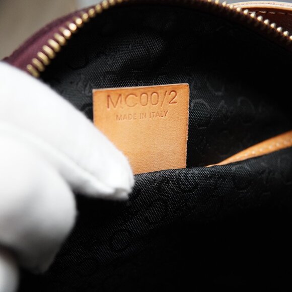 Celine Macadam Bordeaux Suede Handbag – Brown Leather Handle - Picture 13 of 15